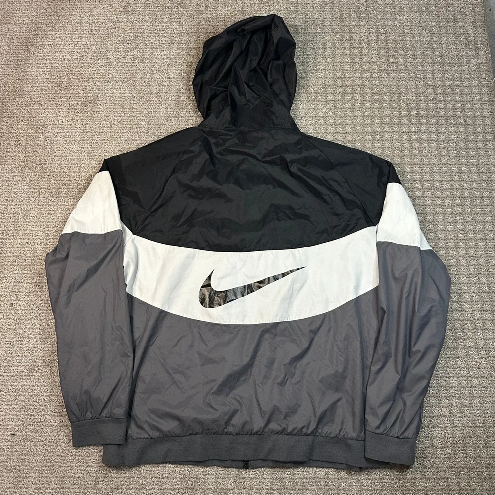 Nike Mens Sportswear Windrunner Hooded Jacket Black White Grey XL AR2191-011